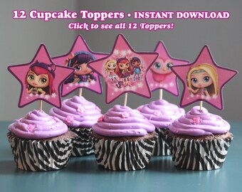 Instant Download Little Charmers Cupcake Toppers, Set of 12, DIY Digital File, Print as many as you want, Little Charmers