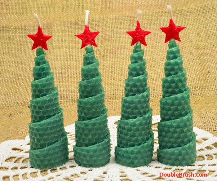christmas tree shaped candles holiday home decor set of 4 beeswax sheet candles