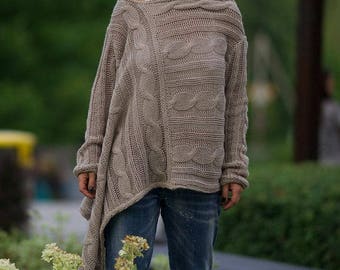 Knit Sweater, Trendy Plus Size Top, Oversized Sweater, Womens Sweater, Loose Knit Sweater, Off Shoulder Sweater, Warm Top,Boho Sweater