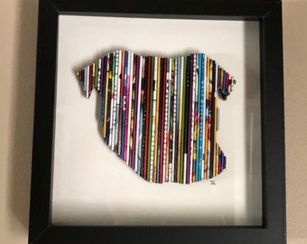 Pit Bull Recycled Magazine Art