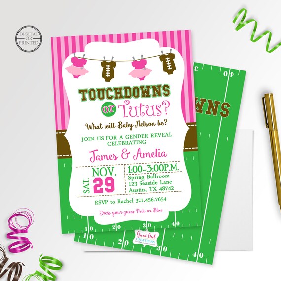 Touchdowns Or Tutus Invitations 4