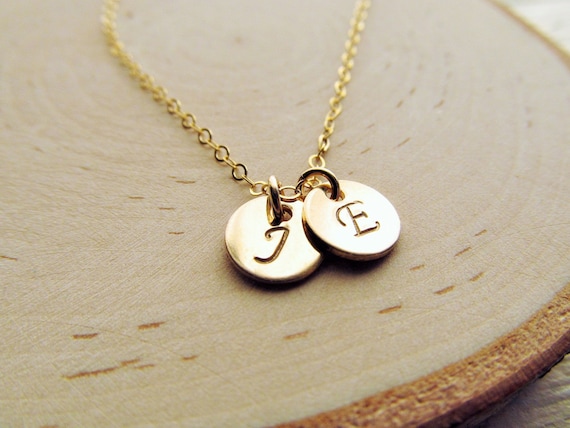 Couples Necklace 14kt Gold Filled Initial Necklace Boyfriend