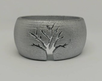 Silver Wood Silhouette Bracelet
