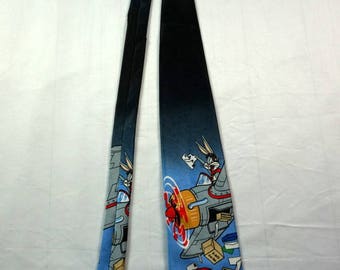 Vintage 90s Looney Tunes Stamp Collection Bugs Bunny Tie, Vintage Necktie, Vintage Bugs Bunny, 1997, Warner Bros