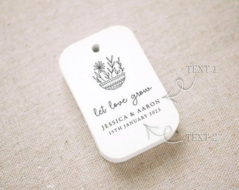 Let Love Grow Wedding Favor Tags - Personalized Gift Tags - Custom Wedding Favor Tags - Bridal Shower Tags - Set of 20 (Item code: J759)