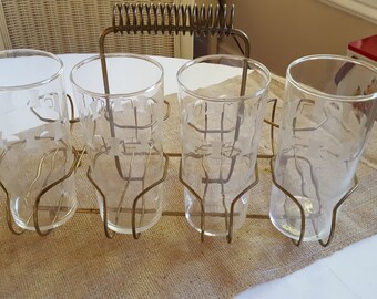 Vintage Tumbler Caddie With Four Vintage Tumblers
