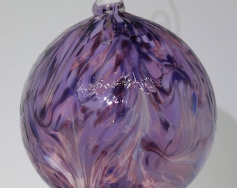 Hand Blown Ornament Purple Swirl