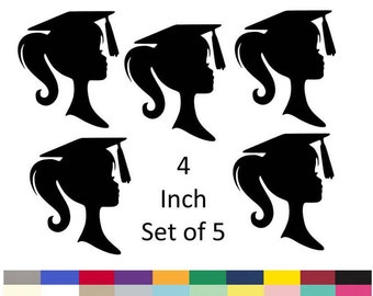Graduation Table Centerpiece Picks Girl Silhouette DIY Graduation Party Decoration Decor Supply 4 Inch Set Of 5 Choose From 20 Colors