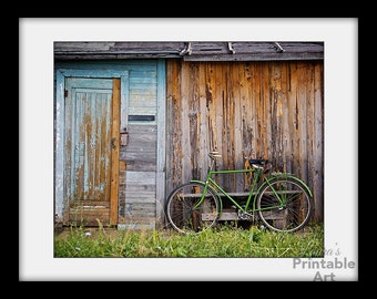 Bike Art, Bicycle Art, Rustic Photography, Bike Print, Art Printables, Printable Photography, Old Shack, Bedroom Print, Farm Prints
