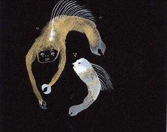 People Fish Original / watercolour mixed media