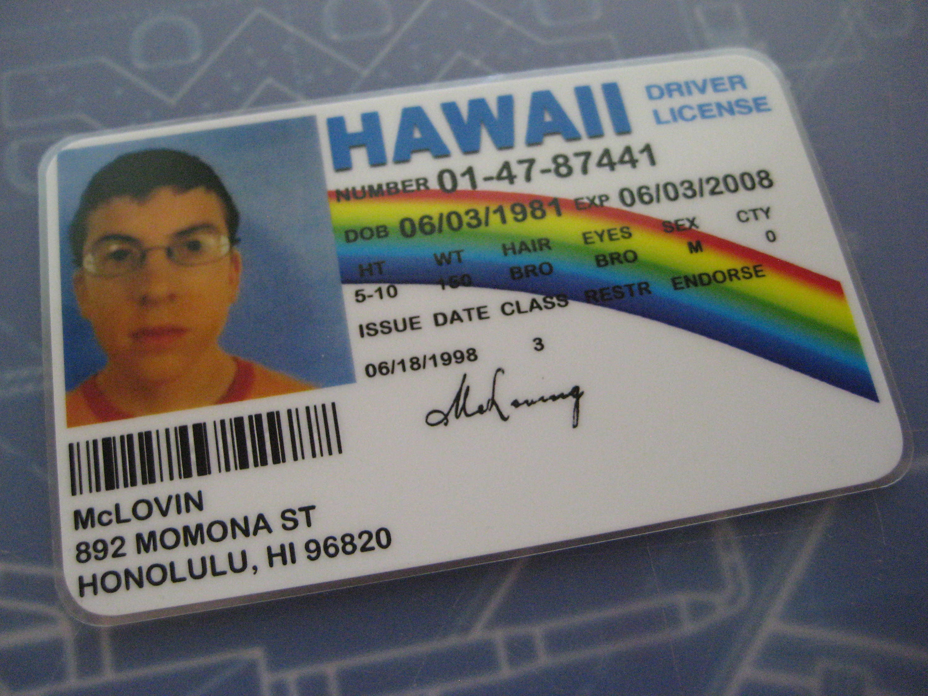 Super Bad McLovin I.D. License Prop