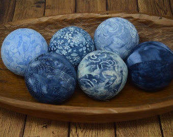 Under The Sea Batik Rag Balls, Fabric Chotchkies, fabric balls, rag balls, bowl fillers-set of six 3 inch balls in greens and blues