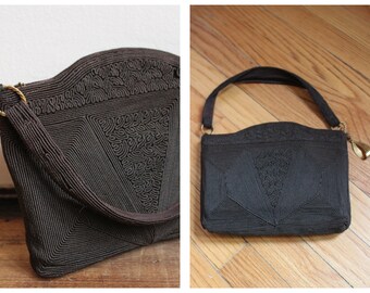 1940s Purse // Dark Brown Cordé Purse // vintage 40s purse