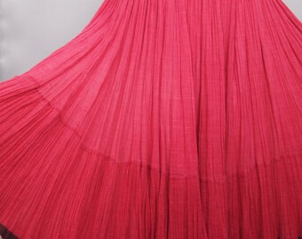 Midi skirt - broomstick skirt - raspberry cotton skirt - 70s - circle skirt - peasant skirt - boho skirt - hippie chic - prairie chic