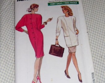 Vintage 1980s Butterick Pattern #6545 Fast & Easy Size 12-14-16 Dress, Tunic and Skirt