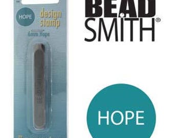 Beadsmith Metal Design Stamp, 6mm HOPE Design Sterling Jewelry Leather Wood PMC