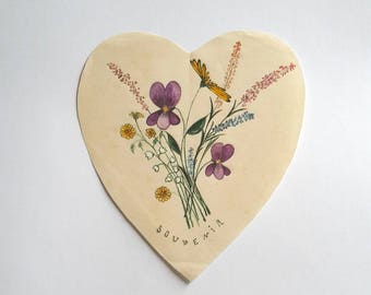 Watercolor painted flowers of the nineteenth century