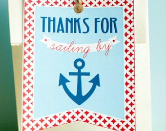 Nautical Baby Shower PRINTABLE Party Flags INSTANT DOWNLOAD