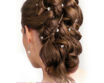 6 Bridal Hair Pins Crystal hair pin wedding Crystal Rhinestone hair pin Crystal hair pins wedding boho crystal hair vine wedding hair pins