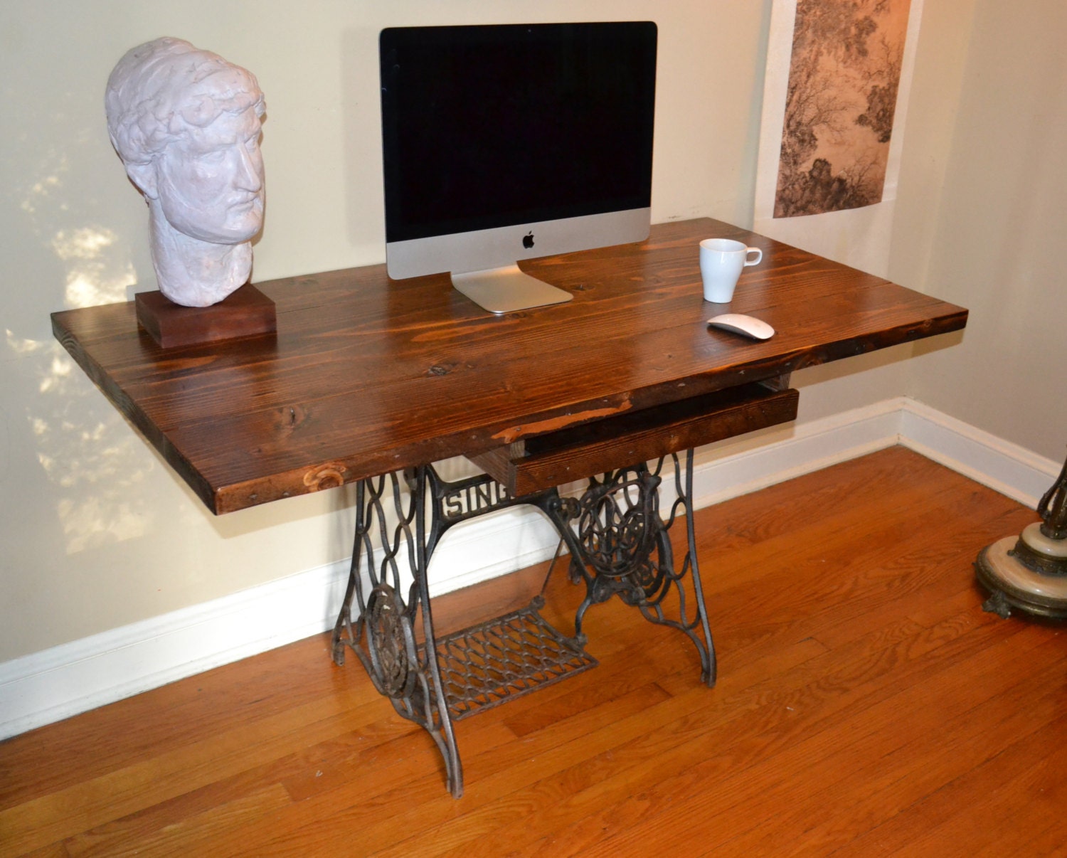 Desk Reclaimed Wood Desk Sewing Machine Base Wood & Antique 🔎zoom - Desk Reclaimed Wood Desk Sewing Machine Base Wood & Antique