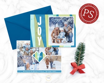 Holiday Christmas Photo Card Template - Photographer Photoshop Template - Christmas Card - Modern Holiday Card - Photo Card - SKU HC046