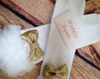 Gold and White Birthday Legwarmers | White Ruffle legwarmers | First Birthday Outfit Girl Winter Accessory