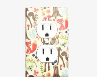 Woodland nursery theme - Woodland light switch cover - Fox wall decor - Nursery wall art - Woodland creatures
