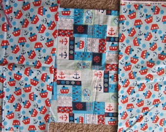 Three Nautical Boat/Sailing Cotton Fabric Remnants