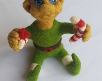 Handmade, needle felted CHRISTMAS ELF.