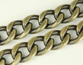 3ft Antique Bronze Chain, Chunky Chain, Twisted Curb Chain, Aluminum Chain, 20x25mm, CB002.AB