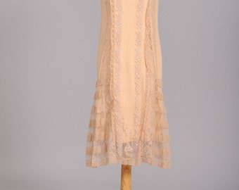 1920 Tea Stained Lace Vintage Wedding Dress