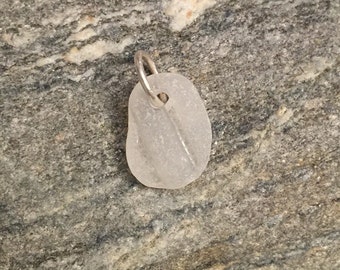 Sea glass jewelry- White sea glass charm