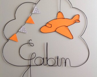Wire name personalized airplane theme