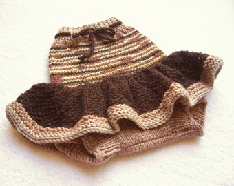 Hand Knitted Wool Diaper Cover Skirt Baby Wool Diaper Cover Wool Diaper Soaker Wool Nappy Cover size Small 0-6 Months