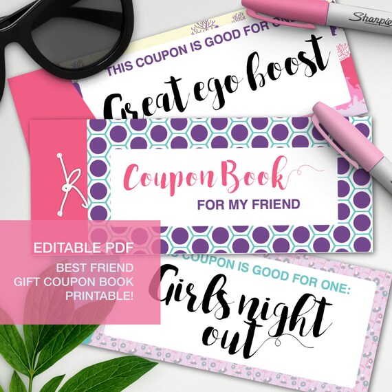 Best friend gift editable coupon book gift certificate bff