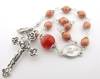Car Rosary - Miraculous Medal Auto Rosary One Decade Unbreakable Wire Wrapped Rosary Beads - Catholic Gift