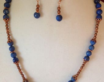 Copper Blue Tango: Copper and Lapis Necklace