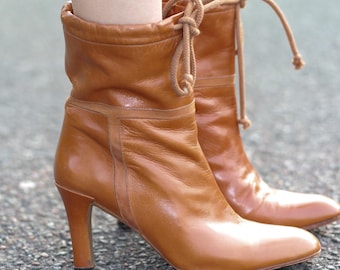 Leather ankle boots retro