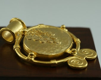 1 pc Gold plated Brass Pendant 56x41 mm 694