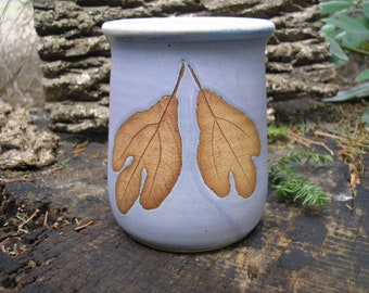 Sassafras Leaf Mug, coffee mug, 16 oz. mug, tea mug, textured mug, handmade mug