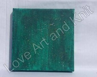 canvas acrylic painting, green size 15x15 cm, art, acrylic, painting, abstract painting, original painting