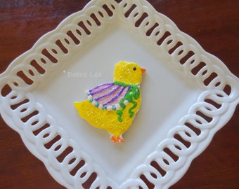 SALE! Handmade Fake Cookie Faux Easter Sugar Cookie Chick with Pink Shawl