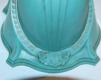 Vintage Art Deco Double Ring Box - Blue Celluloid Plastic Turquoise Embossed Engagement Ring Wedding Engagement Ring Presentation Box