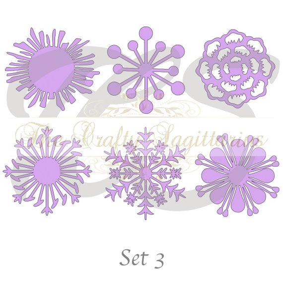 Download SVG Set 3-6 different Flat Center for Paper Flowers MACHINE