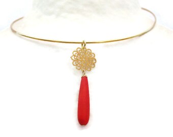 Modern choker, Ring Necklace, Gold Choker, Minimalist necklace, Geometric Choker, Seaglass jewelry, Dainty circle necklace, Gift for her, U2