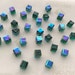 24 pieces Swarovski #5601 4mm Crystal Emerald AB Cube Square Faceted Beads
