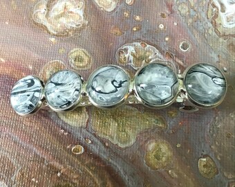 Made with Paint Hair Clip in Silvers and Grays Thinner Version