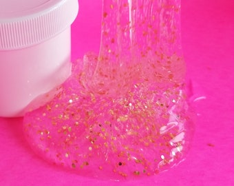 Slime, CLEAR SLIME, Glitter Slime, Golden Glitter slime, 4 oz slime, party slime, the best slimes, cheap slime, the crystal coach on Etsy