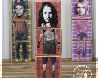 MusicBlocks - GRUNGE edition Iconblocks featuring Kurt Cobain, Eddie Vedder, Chris Cornell, Layne Staley, Scott Weiland + Mike Patton