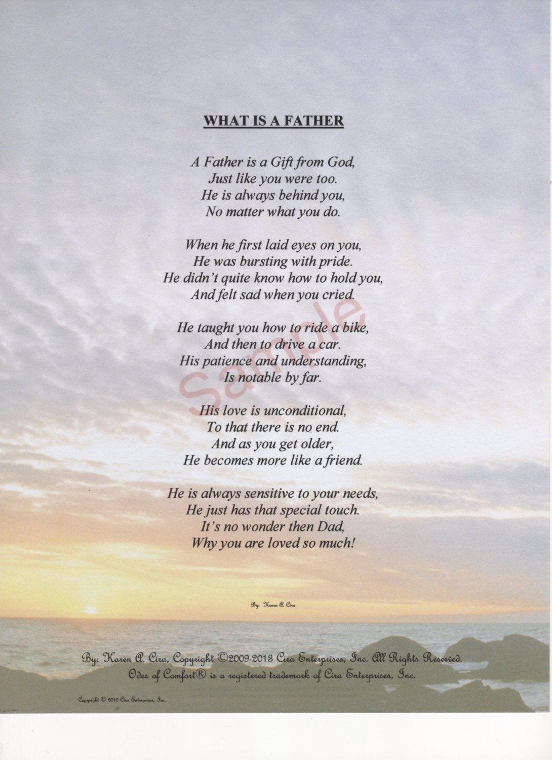 Five Stanza What Is A Father Poem shown on